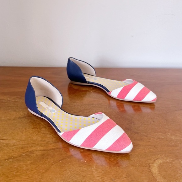 Boden • Vienne Point Flats d'orsay red white stripe canvas navy blue leather - Picture 9 of 9